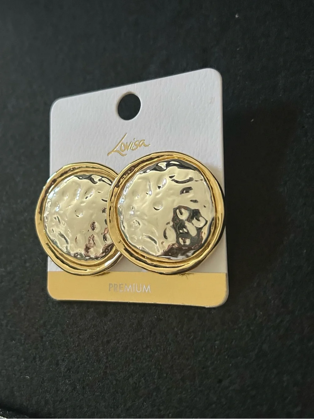 Lovisa Gold & Silver Tone Hammered Disc Statement Earrings NWOT